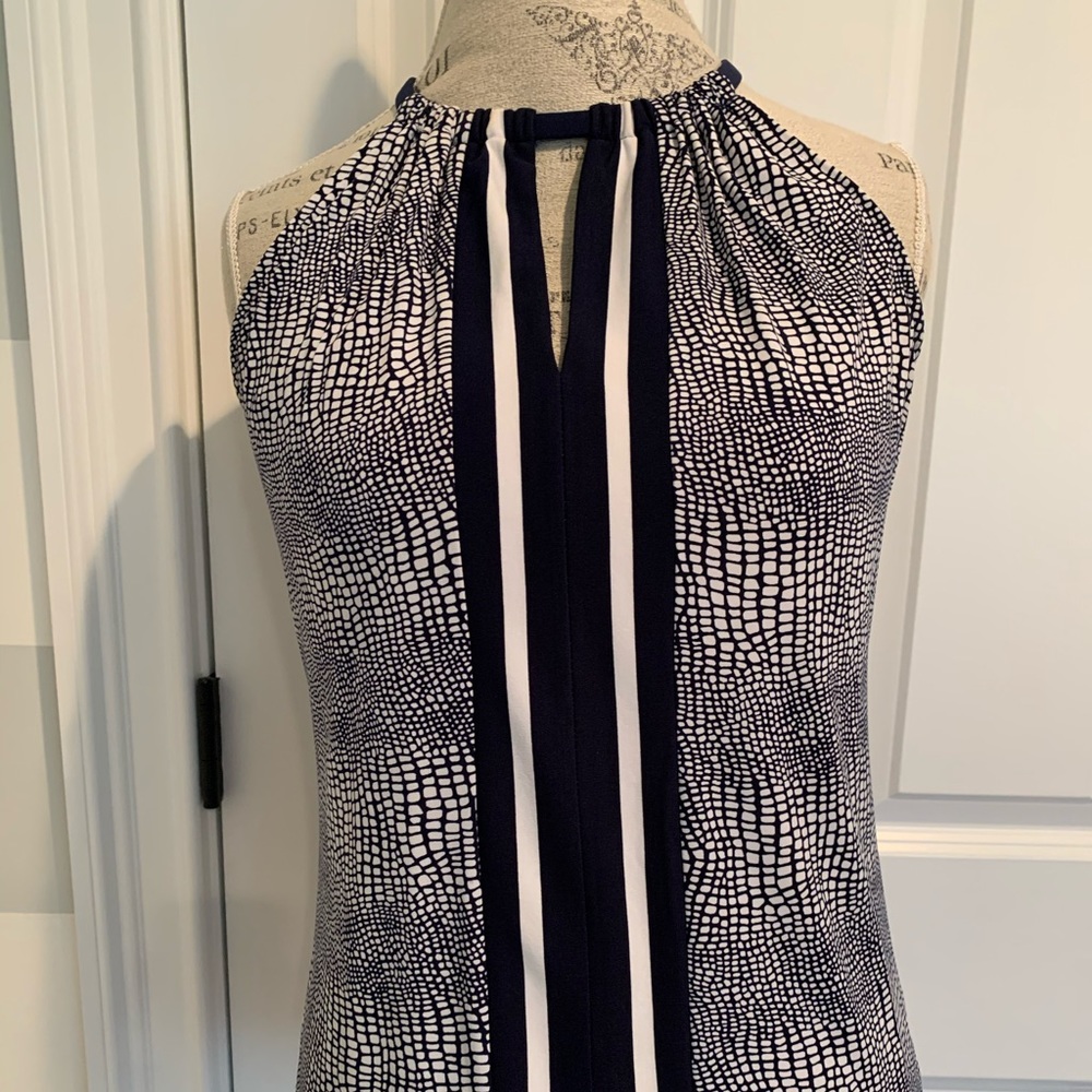 Michael Kors Stretchy Blue & White Halter Tank